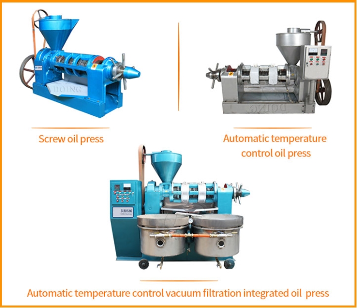 Three types of groundnut oil presses