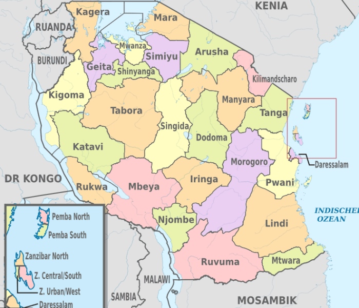 Tanzania map