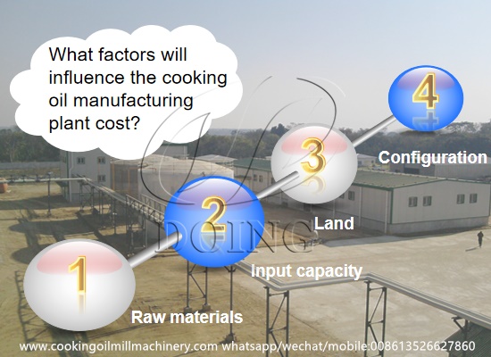 What factors will influence the cooking oil manufacturing plant cost?