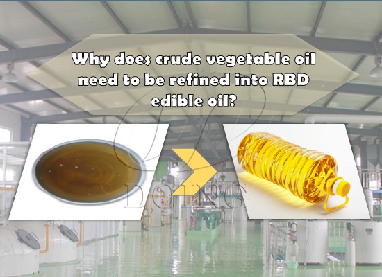 Why does crude vegetable oil need to be refined into RBD edible oil?