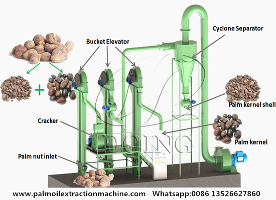 A Lebanese customer purchased 2-3 tons per hour palm kernel cracker and shell separator machine from Henan Glory Company