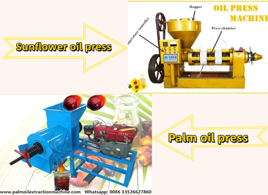 What is the difference between a sunflower oil press and a palm oil press?