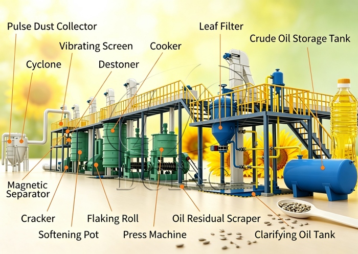 Sunflower oil processing plant equipment
