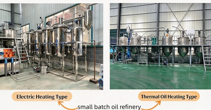 Two types of small batch oil refinery