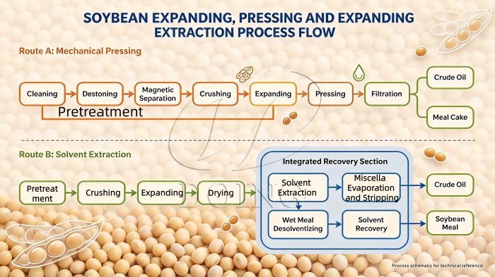 Soybean oil extraction process flow