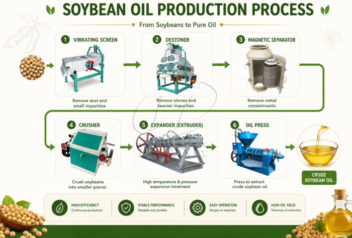 Soybean oil expanding-pressing process