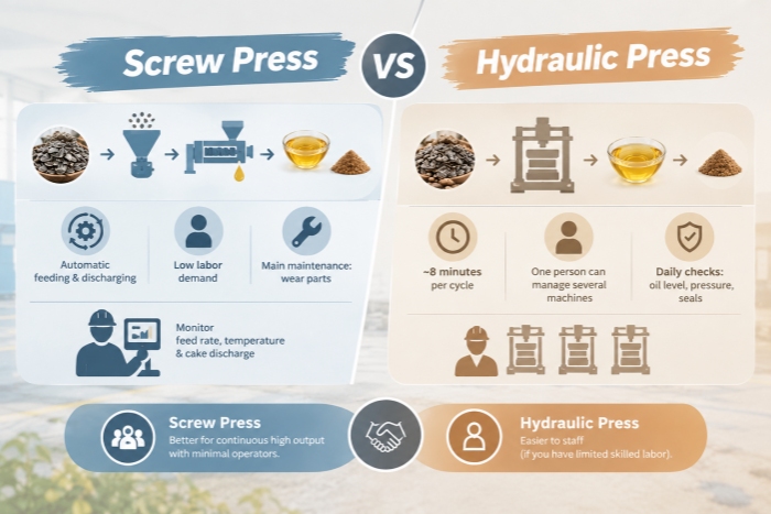 Operational requirements for oil press machine