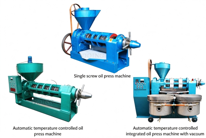 Three types of oil expellers from Glory Oiltech